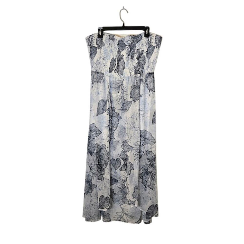 Vince Camuto Women's Strapless Maxi Dress Size XL White Smocked Resort Vacation